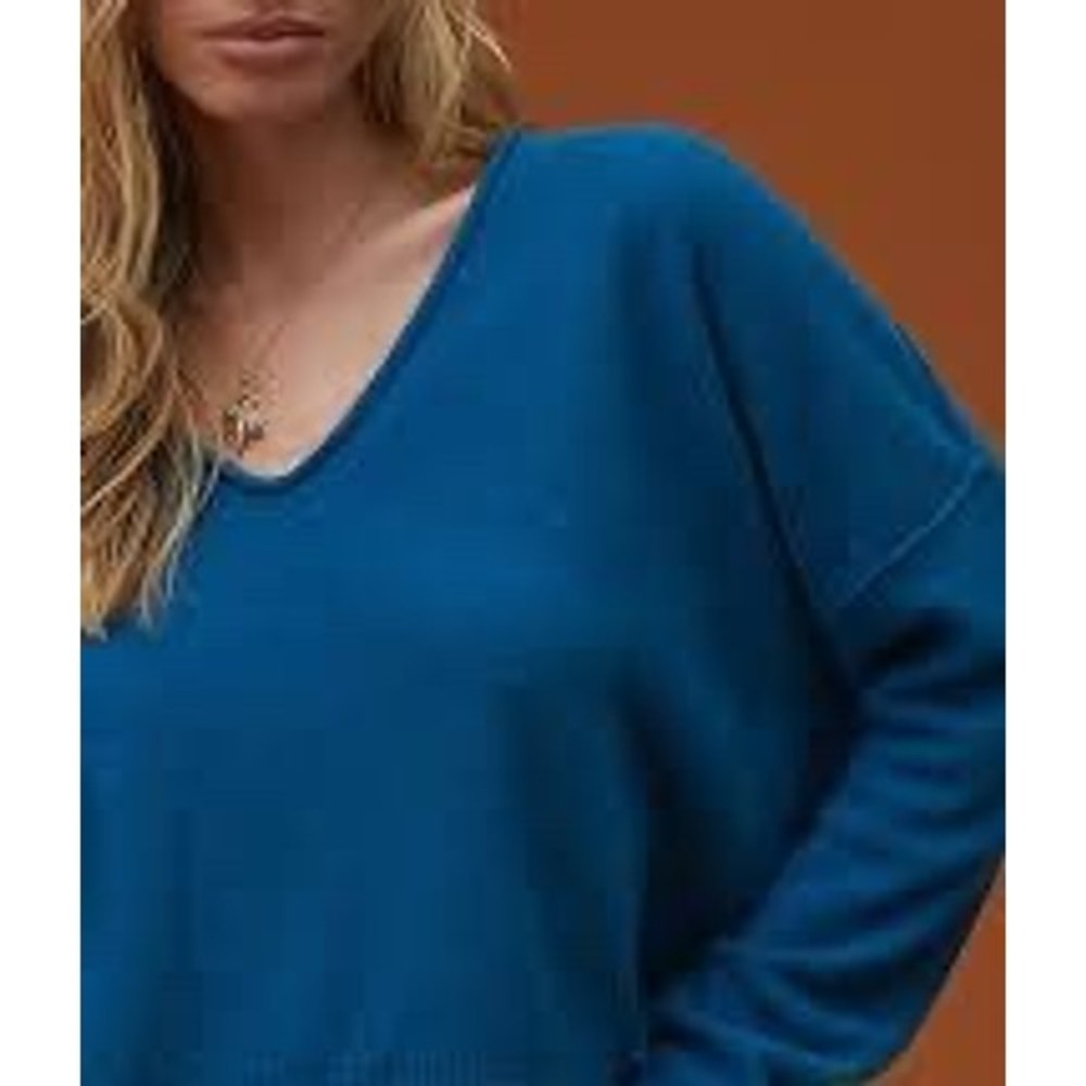 Pilcro Anthropologie Royal Blue 100% Cashmere V-Neck Sweater XL